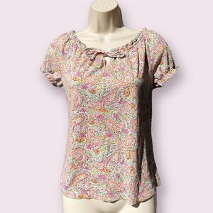 American Living 100% Cotton Floral Blouse Size Medium